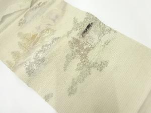アンティーク　絽家屋に樹木風景模様織出し丸帯（材料）